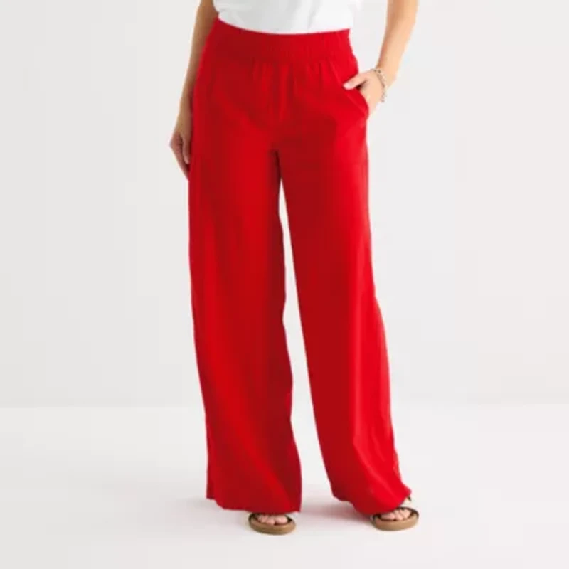St. John's Bay Womens Wide Leg High Rise Pull-On Pant