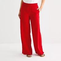 St. John's Bay Womens Wide Leg High Rise Pull-On Pant