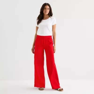 St. John's Bay Womens Wide Leg High Rise Pull-On Pant