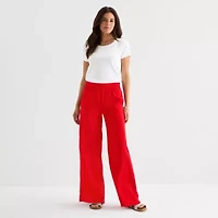 St. John's Bay Womens Wide Leg High Rise Pull-On Pant