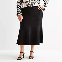 Bold Elements Womens Plus Midi Flared Skirt