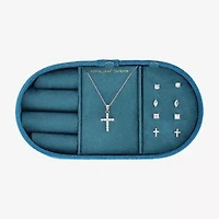 olivia and jackson Womens Cubic Zirconia Pure Silver Over Brass Cross Round Marquise 5-pc. Jewelry Set with Travel Case