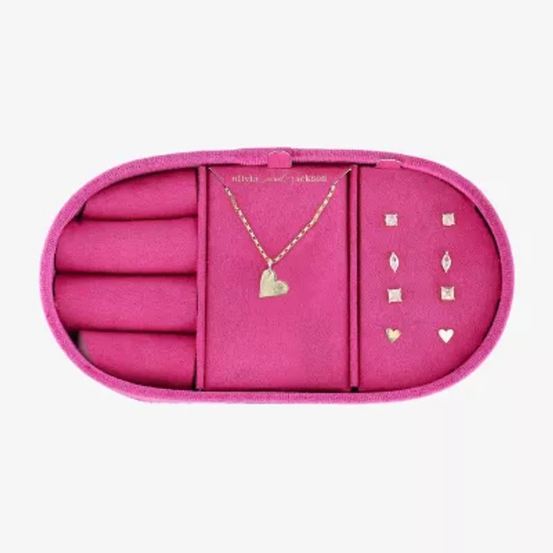 olivia and jackson Womens Cubic Zirconia Heart Round Marquise 5-pc. Jewelry Set with Travel Case