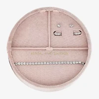 olivia and jackson Womens Cubic Zirconia Pure Silver Over Brass Round 3-pc. Jewelry Set with Travel Case