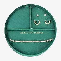 olivia and jackson Womens Cubic Zirconia Round 3-pc. Jewelry Set with Travel Case