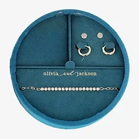 olivia and jackson Womens Cubic Zirconia Round 3-pc. Jewelry Set with Travel Case