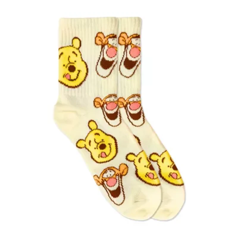 Ribbed Womens 2 Pair Winnie The Pooh Crew Socks