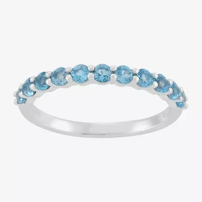 Limited Quantities! Womens 2.5MM Genuine Blue Topaz 14K White Gold Band