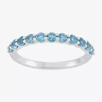 Limited Quantities! Womens 2.5MM Genuine Blue Topaz 14K White Gold Band