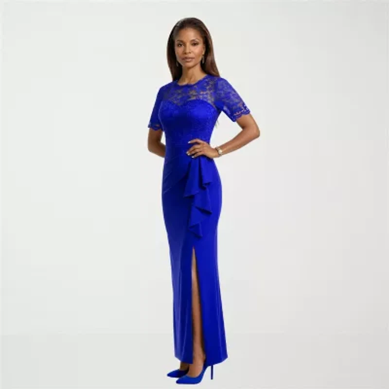 Rene by Ruiz Collection Womens Short Sleeve Evening Gown