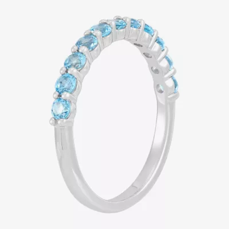 Limited Quantities! Womens 2.5MM Genuine Blue Topaz 14K White Gold Band