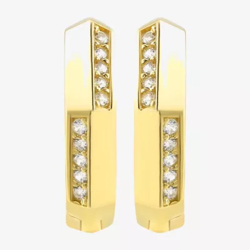 Gold Addiction Womens Cubic Zirconia 10K Gold 12.8mm Hoop Earrings