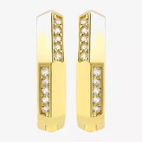 Gold Addiction Womens Cubic Zirconia 10K Gold 12.8mm Hoop Earrings