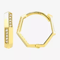 Gold Addiction Womens Cubic Zirconia 10K Gold 12.8mm Hoop Earrings