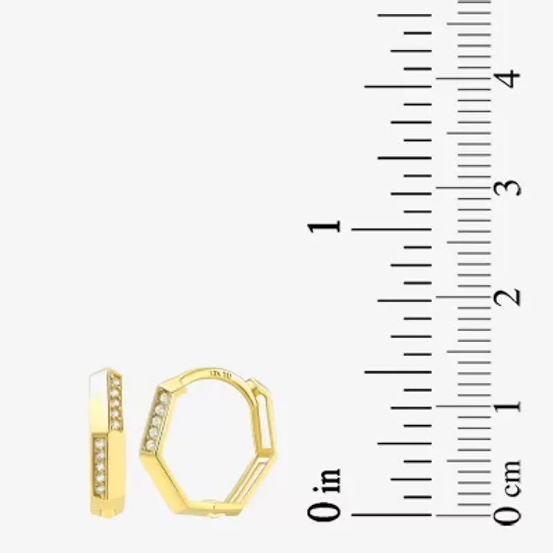 Gold Addiction Womens Cubic Zirconia 10K Gold 12.8mm Hoop Earrings