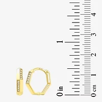 Gold Addiction Womens Cubic Zirconia 10K Gold 12.8mm Hoop Earrings