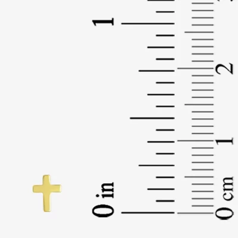 Gold Addiction Womens 10K Gold Ball Cross Heart 3 Pair Earring Set