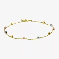Womens 14K Tri-Color Gold 7.5 Inch Semisolid Cable Chain Bracelet