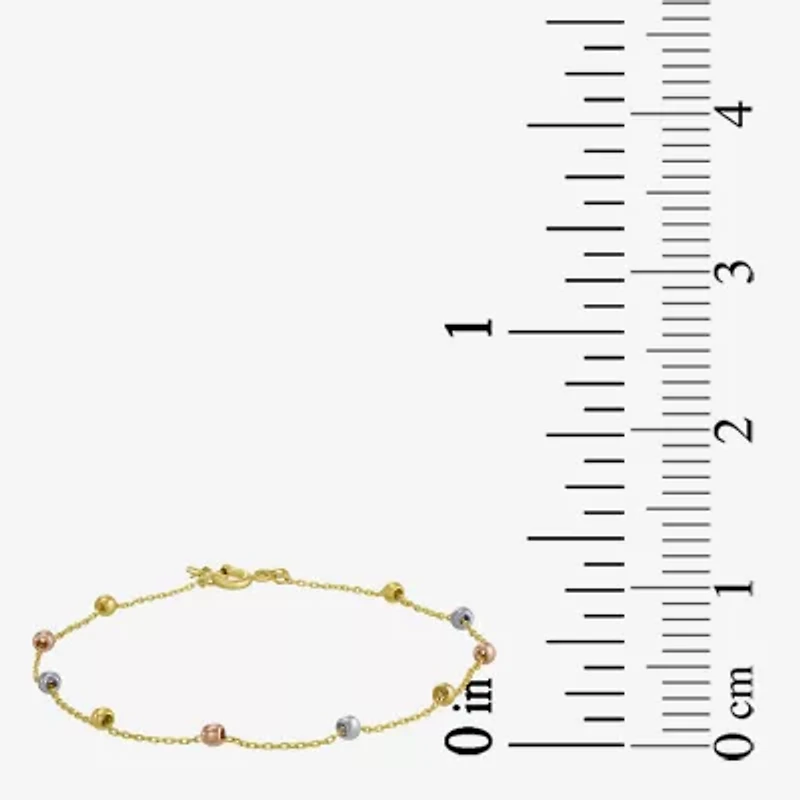 Womens 14K Tri-Color Gold 7.5 Inch Semisolid Cable Chain Bracelet