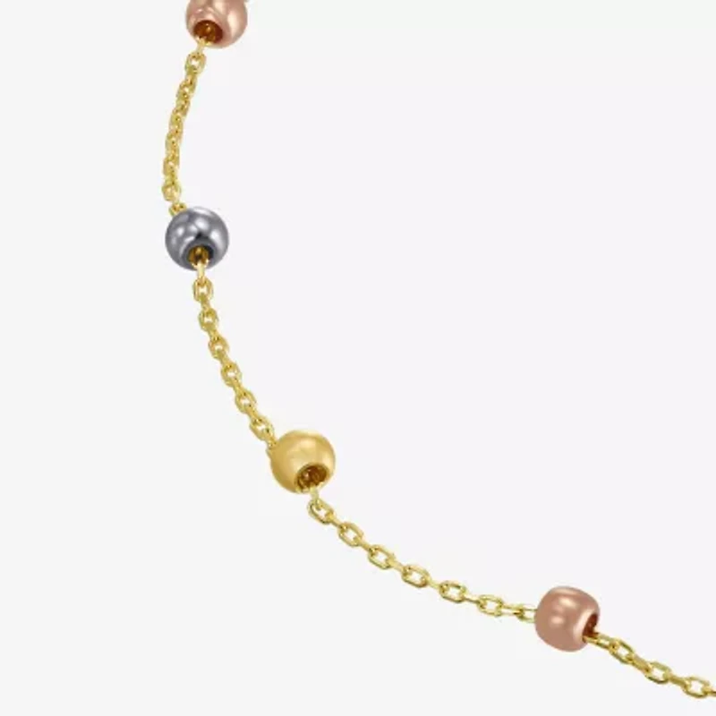 Womens 14K Tri-Color Gold 7.5 Inch Semisolid Cable Chain Bracelet