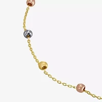 Womens 14K Tri-Color Gold 7.5 Inch Semisolid Cable Chain Bracelet