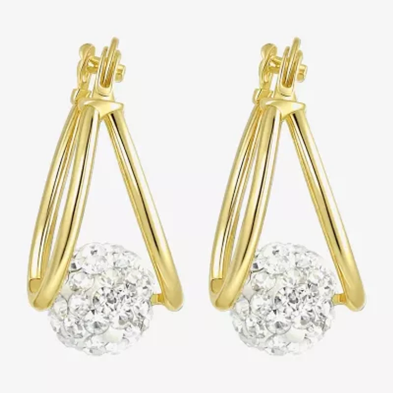 Womens White 10K Gold 15mm Round Hoop Earrings