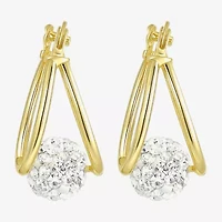 Womens White 10K Gold 15mm Round Hoop Earrings