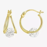 Womens White 10K Gold 15mm Round Hoop Earrings