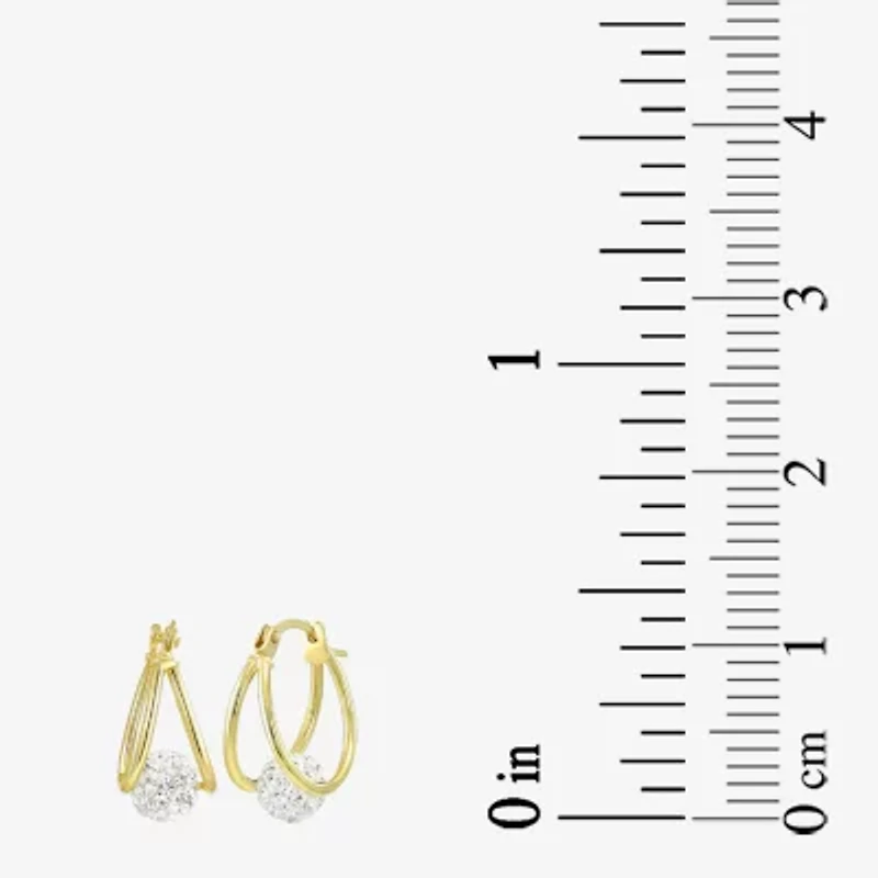 Womens White 10K Gold 15mm Round Hoop Earrings