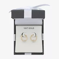 Womens White 10K Gold 15mm Round Hoop Earrings