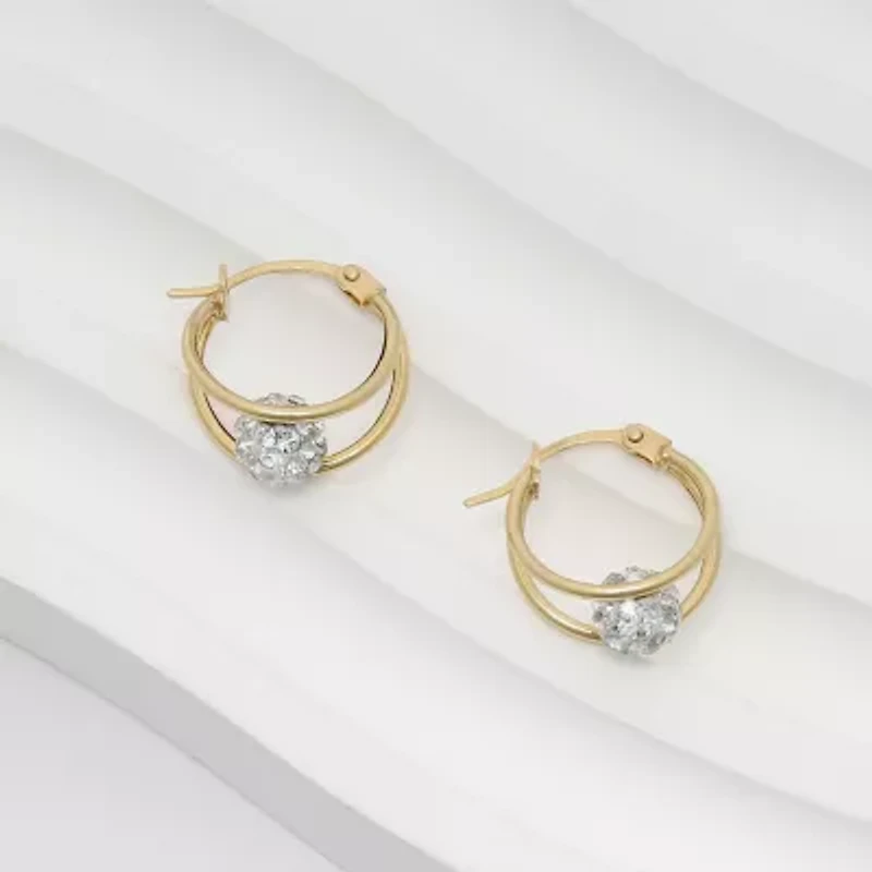 Womens White 10K Gold 15mm Round Hoop Earrings