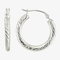 Womens 10K White Gold 18mm Round Hoop Earrings