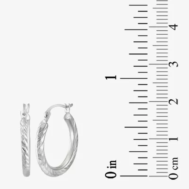 Womens 10K White Gold 18mm Round Hoop Earrings
