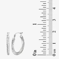 Womens 10K White Gold 18mm Round Hoop Earrings