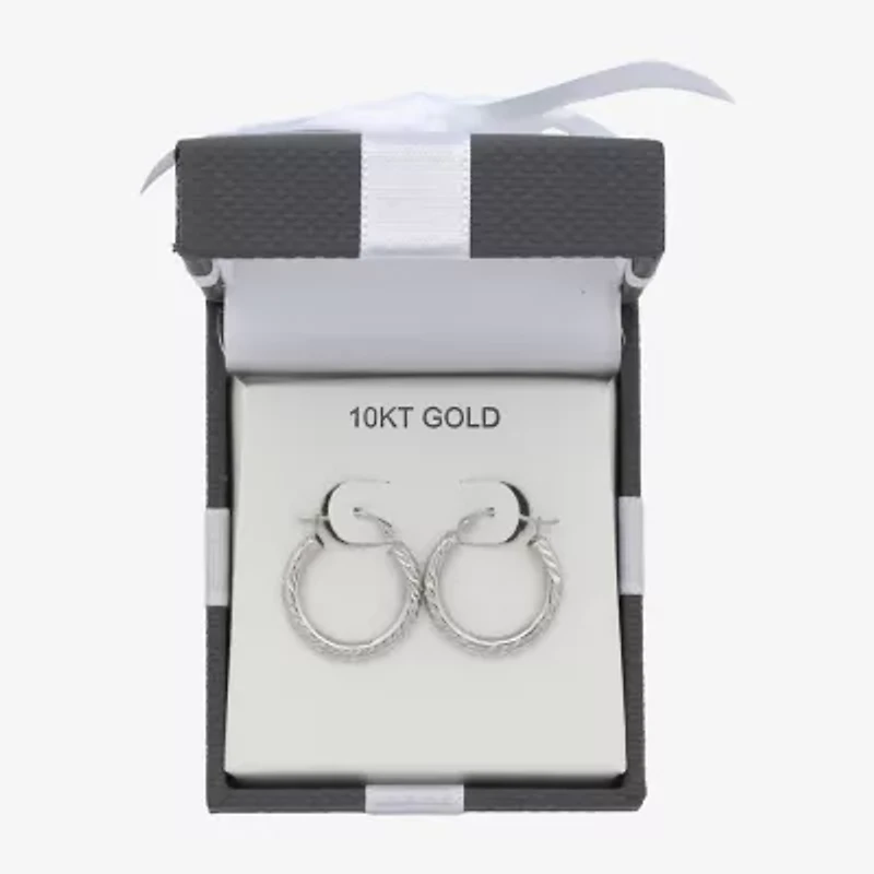 Womens 10K White Gold 18mm Round Hoop Earrings