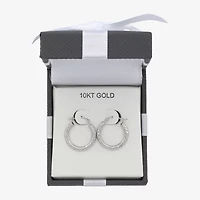 Womens 10K White Gold 18mm Round Hoop Earrings