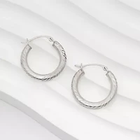Womens 10K White Gold 18mm Round Hoop Earrings
