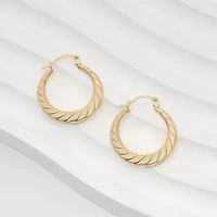 Womens 10K Gold 18mm Round Hoop Earrings