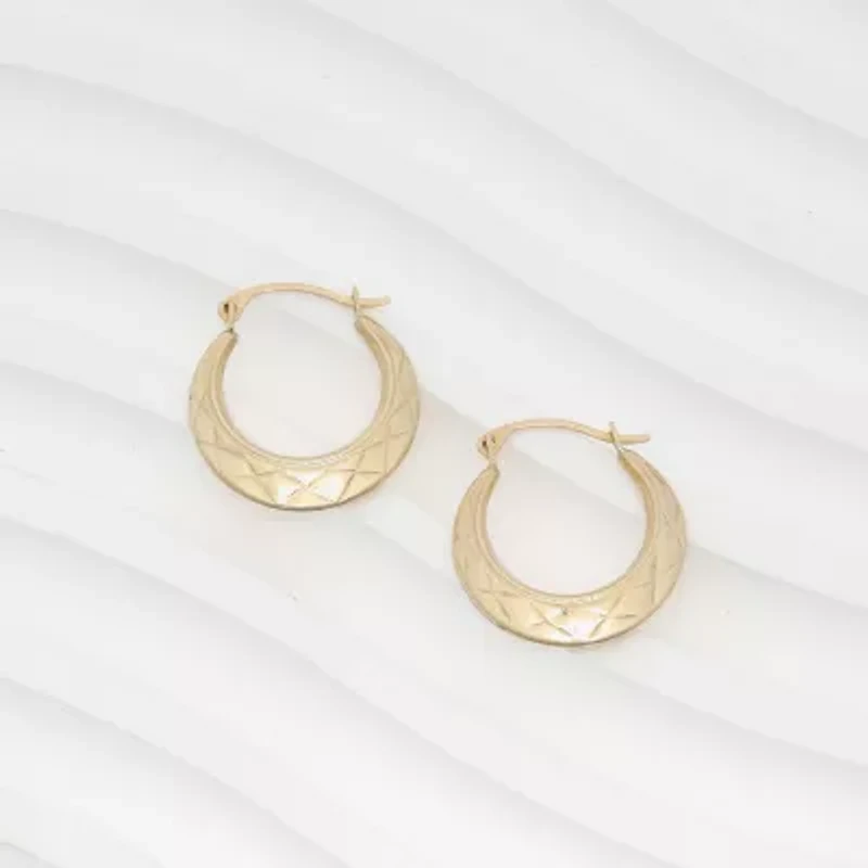Womens 14K Gold 20mm Round Hoop Earrings
