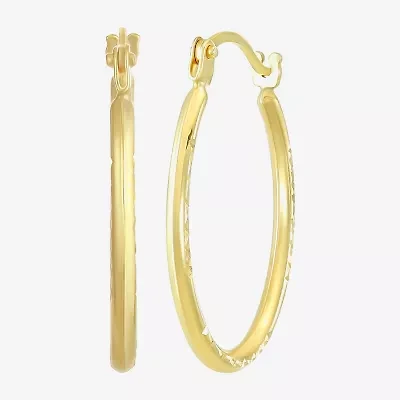 Womens 14K Gold 20.5mm Oval Hoop Earrings