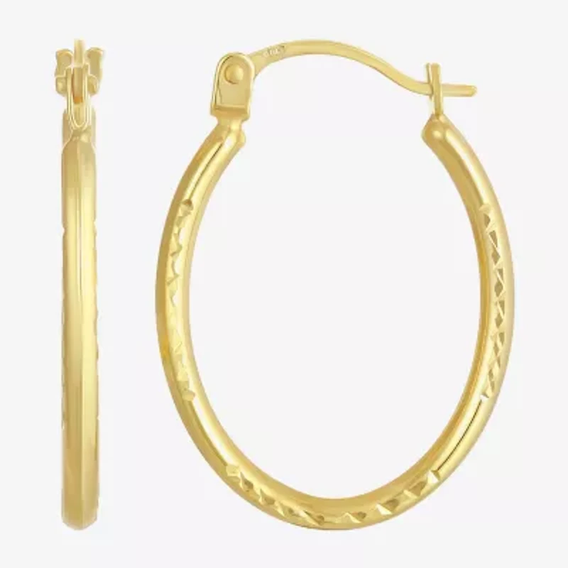 Womens 14K Gold 20.5mm Oval Hoop Earrings