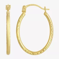 Womens 14K Gold 20.5mm Oval Hoop Earrings