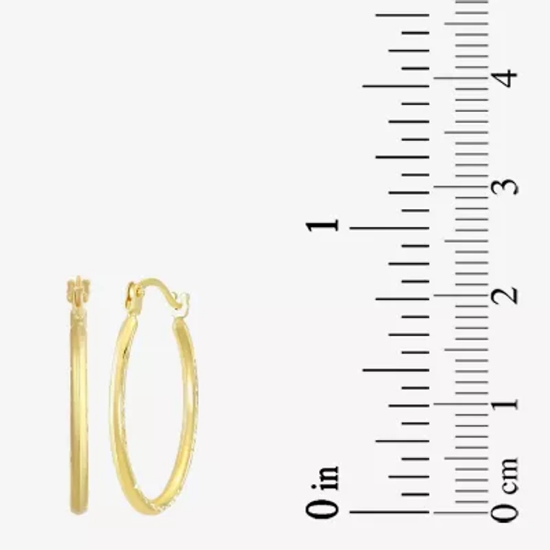 Womens 14K Gold 20.5mm Oval Hoop Earrings