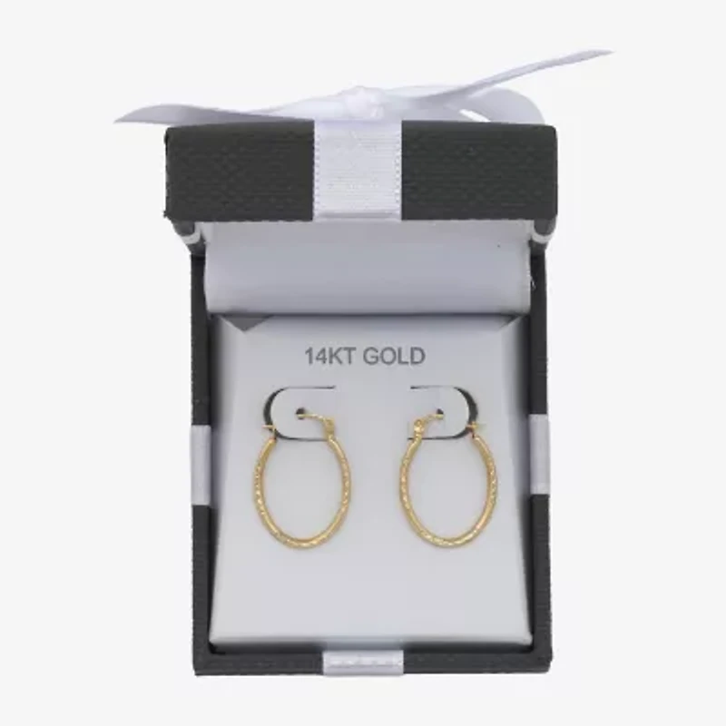 Womens 14K Gold 20.5mm Oval Hoop Earrings