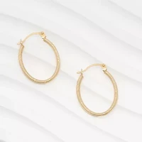 Womens 14K Gold 20.5mm Oval Hoop Earrings