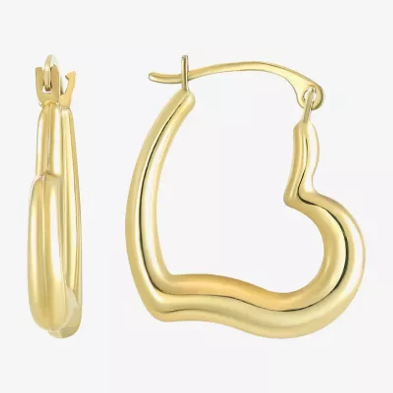 Womens 14K Gold 19mm Heart Hoop Earrings