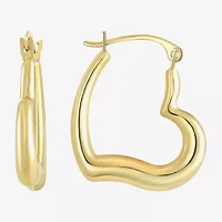 Womens 14K Gold 19mm Heart Hoop Earrings