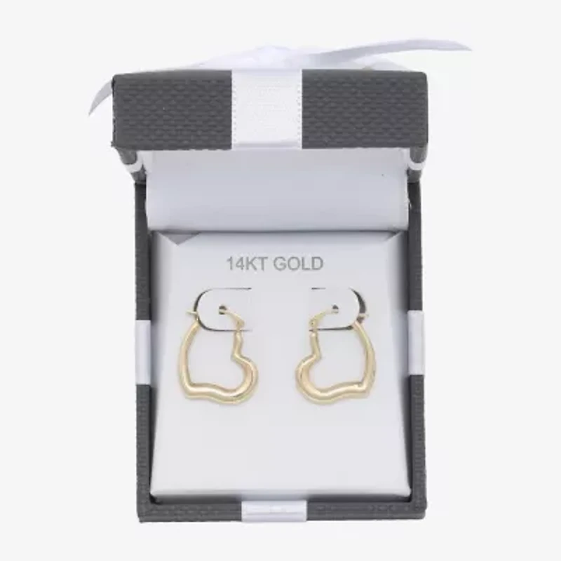 Womens 14K Gold 19mm Heart Hoop Earrings