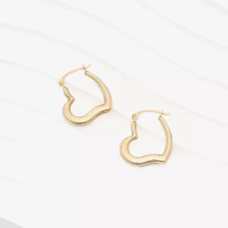 Womens 14K Gold 19mm Heart Hoop Earrings