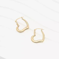 Womens 14K Gold 19mm Heart Hoop Earrings